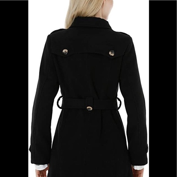 New Women's Double Breasted Trench Coat Pea Coat Winter Mid-Long with Belt - Picture 3 of 5